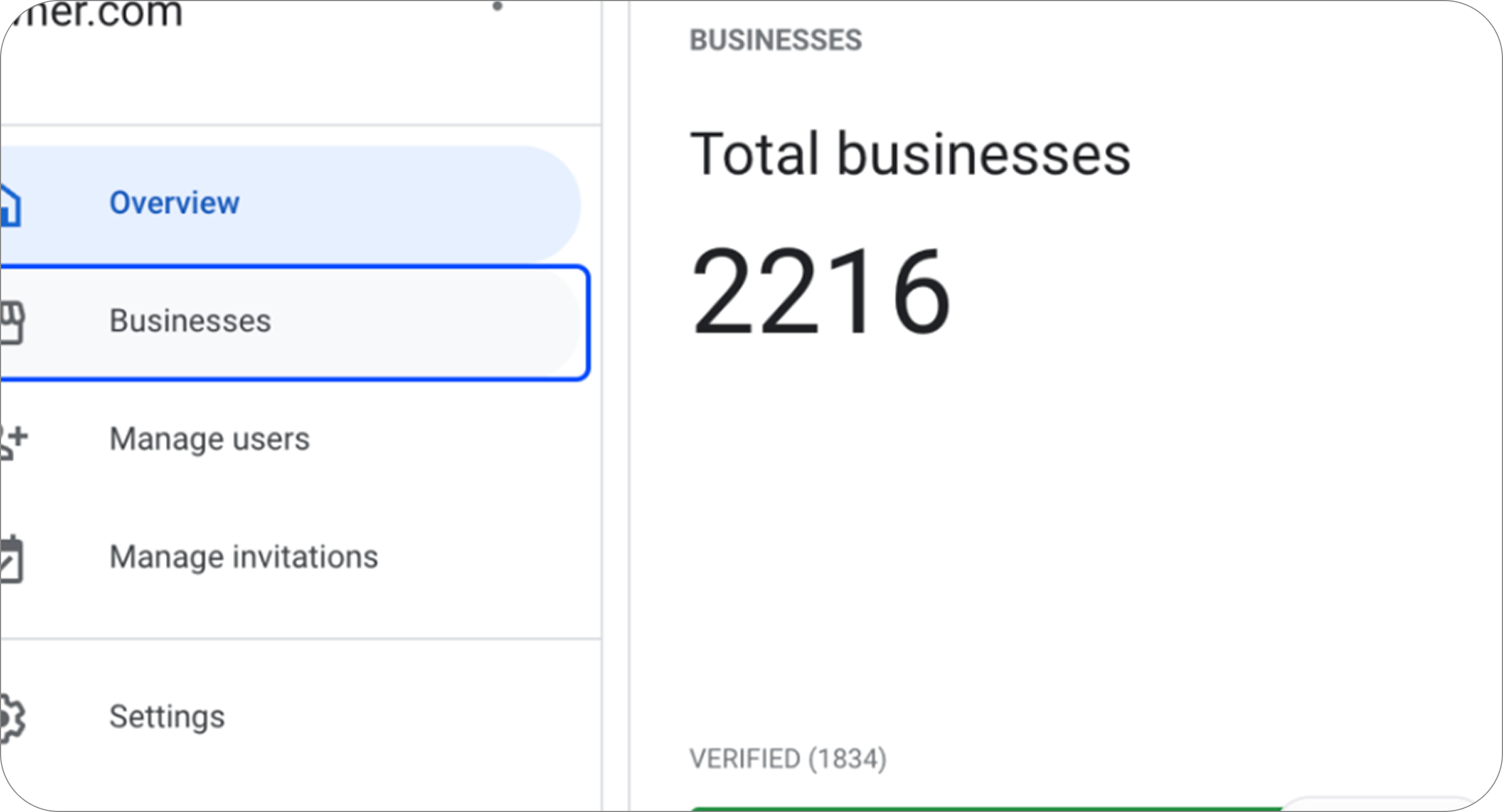 Businesses menu